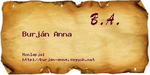 Burján Anna névjegykártya